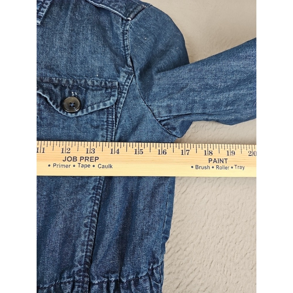 Talbots Petite Denim Utility Jacket Size P Blue Drawstring Waist Cotton/Hemp - Picture 5 of 12